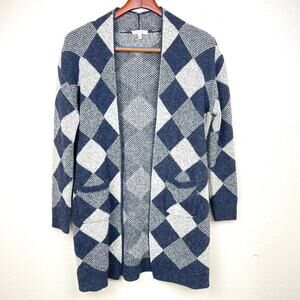 Womens Cardigan Sz M Thick‎ Cozy Grunge Harlequin Argyle Whimsigoth Oversized